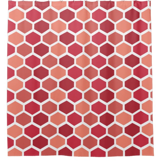 Cortina De Ducha Panal en Rojos (Anverso)