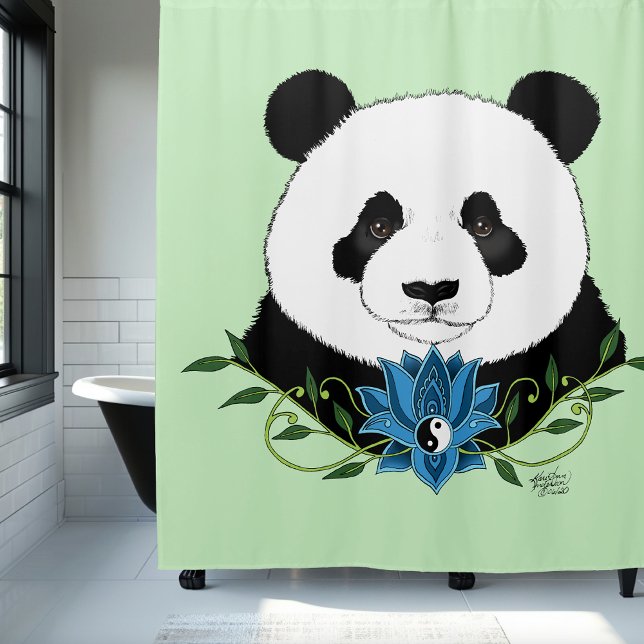 Cortina De Ducha Panda Bear Lotus Flower Blue (Subido por el creador)