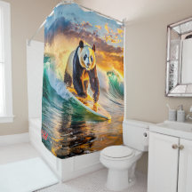 Panda Surfing At Sunset Design Por Rich AMeN Gill