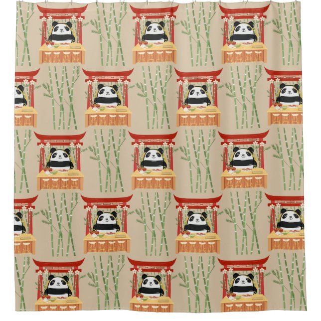 Cortina De Ducha panda, sushi (Anverso)
