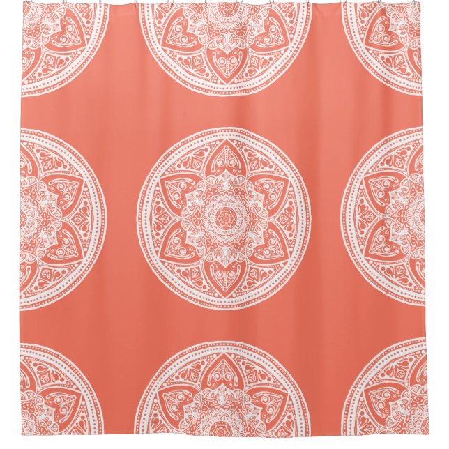 Cortina De Ducha Papaya Mandala (Anverso)