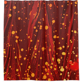 CORTINA DE DUCHA PAPEL MARBLED ROJO ABSTRACTO CON DIVISIONES DE ORO