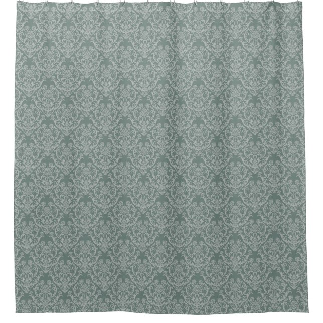 Cortina De Ducha Papel pintado floral verde (Anverso)