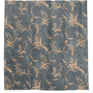 Cortina De Ducha Papel tapizado antiguo retro vintage floral sobre 