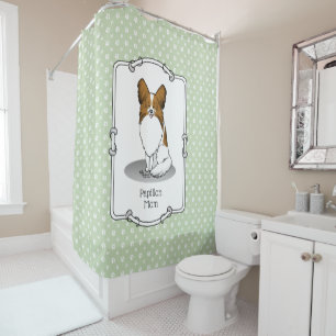 Cortina De Ducha Papillon Mom Pap Mom (blanco y estable) Cute Dog M