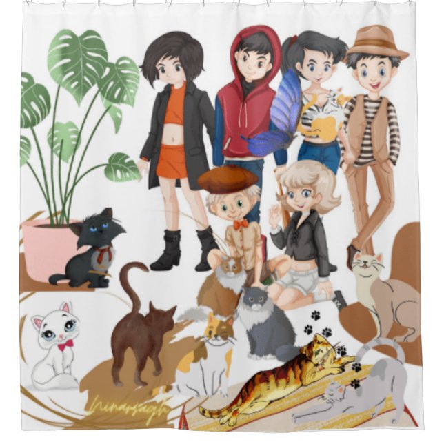 Cortina de ducha para gatos (Anverso)