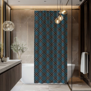 Cortina de ducha para hombres estilo cuadros azule