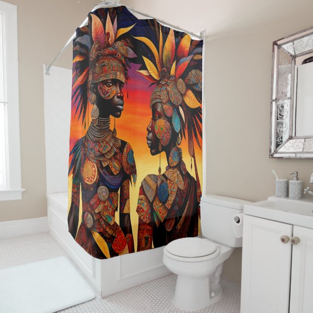 Cortina de ducha para mujeres africanas (In situ)
