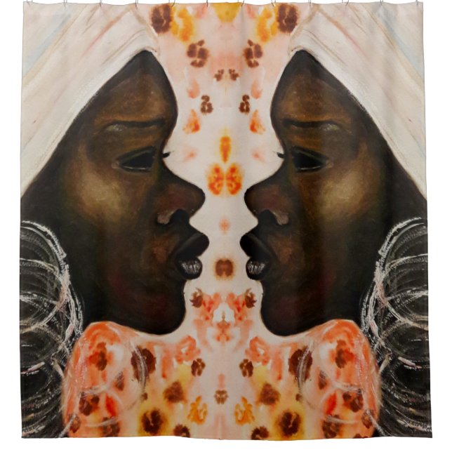 Cortina de ducha para mujeres africanas bonitos (Anverso)