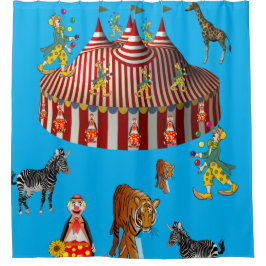 Cortina de ducha para niños de color rojo y azul c