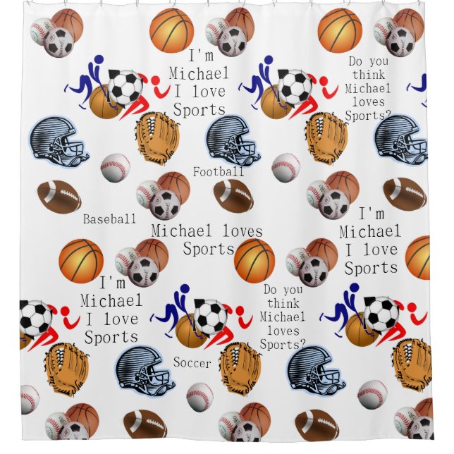 Cortina de ducha para niños deportivos (Anverso)