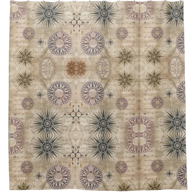 Cortina de ducha para viajes de brújula (Anverso)