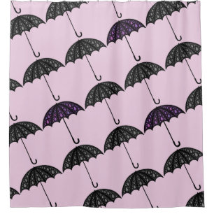 Cortina De Ducha Paraguas estilístico rosa gris