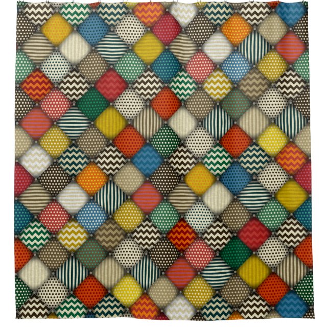 Cortina De Ducha parches retro (Anverso)