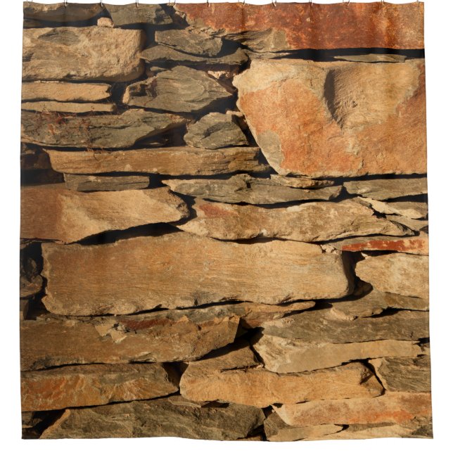 Cortina De Ducha Pared de piedra marrón (Anverso)