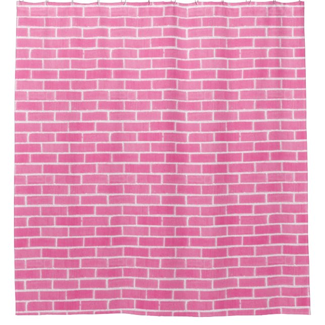 Cortina De Ducha Pared rosa de ladrillo (Anverso)