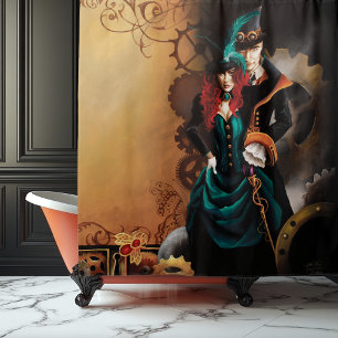 Cortina De Ducha Pareja victoriana Steampunk