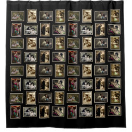 Cortina De Ducha Parejas románticas postal vintage negro con color