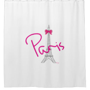 Cortina De Ducha París, Francia, Torre Eiffel con arco rosa, modern