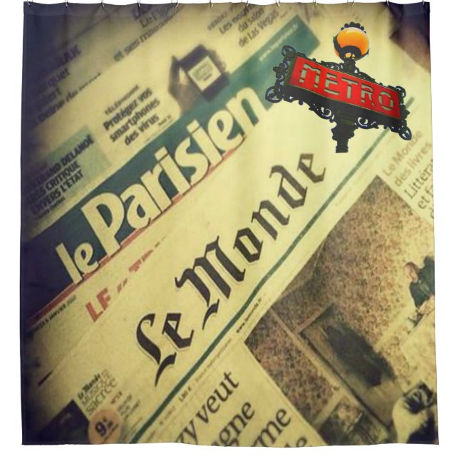 Cortina de ducha, París, periódico, (Anverso)