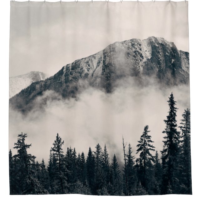 Cortina De Ducha Parque nacional Banff, montañas nigrosas y bosque  (Anverso)