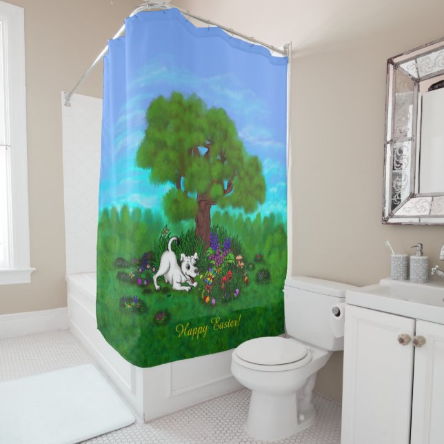 Cortina De Ducha Pascua - Capo de cachorro y mariposa (In situ)