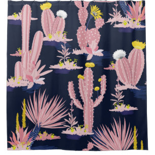 Cortina De Ducha Pastel Cactus de verano vintage de patrón sin sold