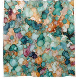 Cortina De Ducha Pastel colorido del patrón de tinta del alcohol