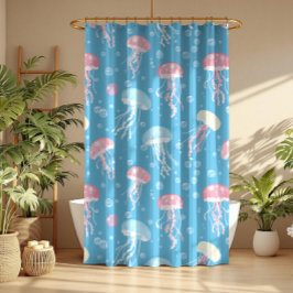 Cortina De Ducha Pastel colors jellyfish pattern