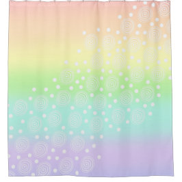Cortina De Ducha Pastel de círculos arcoiris en círculos