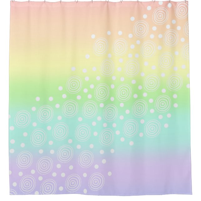 Cortina De Ducha Pastel de círculos arcoiris en círculos (Anverso)