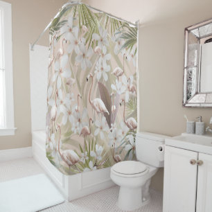 Cortina De Ducha Pastel Flamingo Jungle Love #3 #tropical #wall