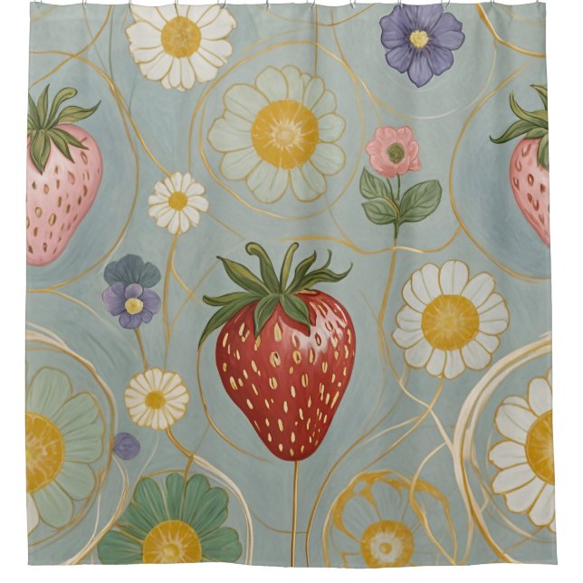 Cortina De Ducha Pastel Floral y Berry Delight (Anverso)