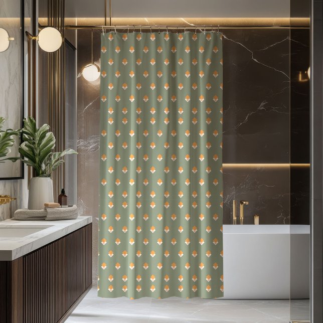 Cortina De Ducha Pastel Green Curtain Groovy 70s Floral Accent (Pastel Green Curtain Groovy 70s Floral Accent)