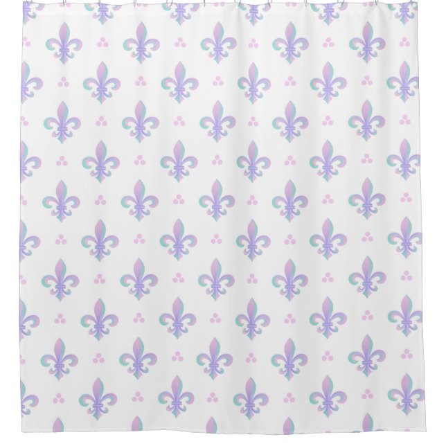 Cortina de ducha Pastel Purple Fleur De Lis (Anverso)