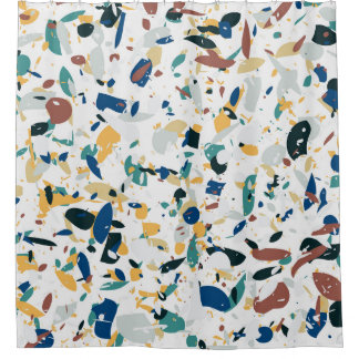 Cortina De Ducha Pastel Terrazzo: Patrón Resumen Moderno.