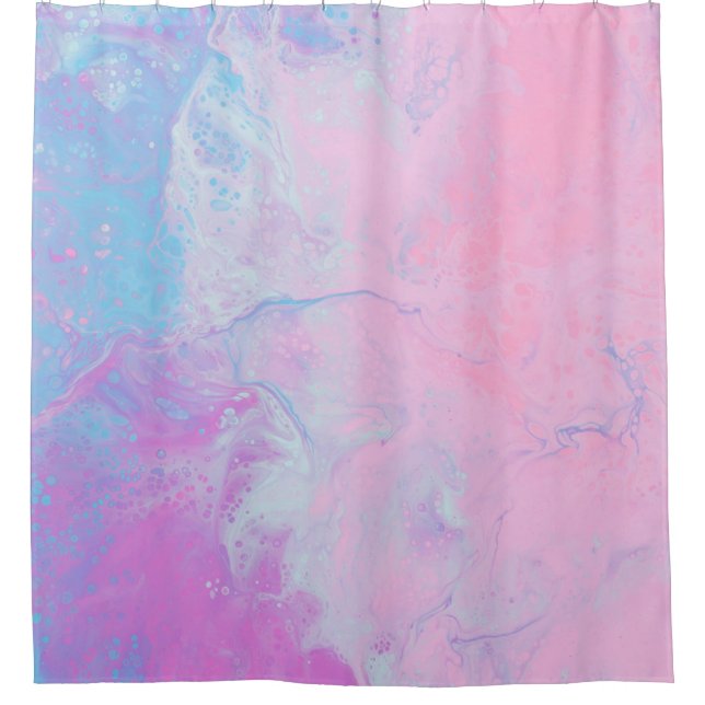 CORTINA DE DUCHA PASTEL Y PINTURA AZUL (Anverso)