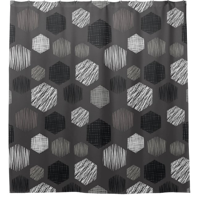 Cortina De Ducha Pasteles Geométricos: Patrón texturado de época. (Anverso)