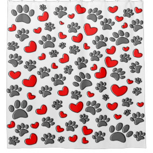 Cortina De Ducha Patas De Perro Y Dibujos Del Corazón