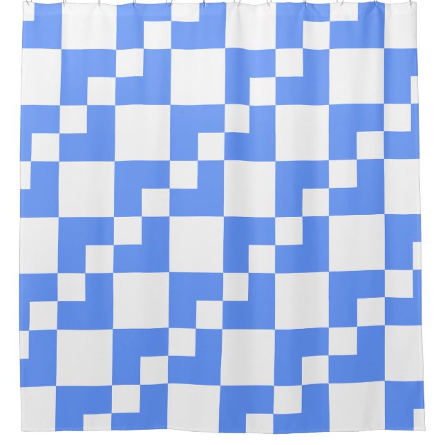 Cortina De Ducha Patchwork Domino: azul y blanco para bebés (Anverso)