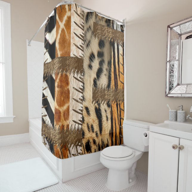 Cortina De Ducha “Patchwork Safari Chic” (In situ)