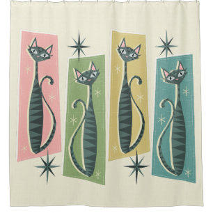 Cortina De Ducha Patchwork Tabbies retro ©studioxtine