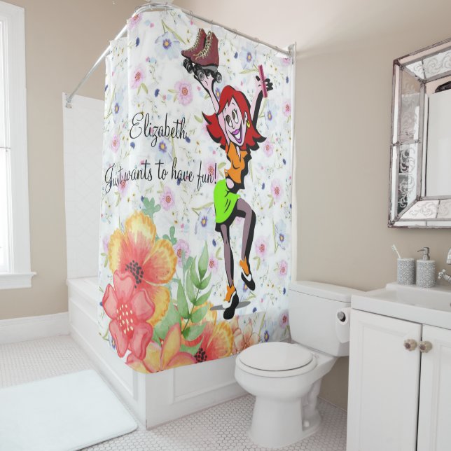 Cortina de ducha Patinaje floral Diviértase (In situ)