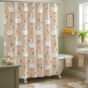 Cortina De Ducha Pato de flores silvestres para niños