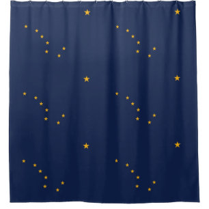 Cortina de ducha patriótica con bandera de Alaska,