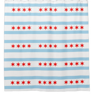 Cortina de ducha patriótica con bandera de Chicago