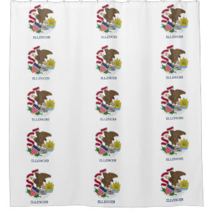 Cortina de ducha patriótica con bandera de Illinoi