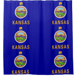 Cortina de ducha patriótica con bandera de Kansas
