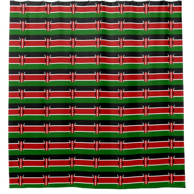 Cortina de ducha patriótica con bandera de Kenya (Anverso)