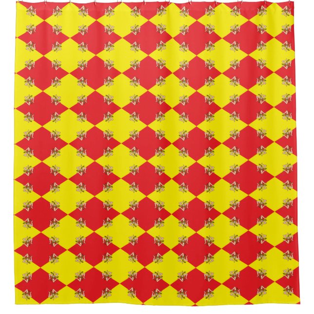 Cortina de ducha patriótica con bandera de Sicilia (Anverso)